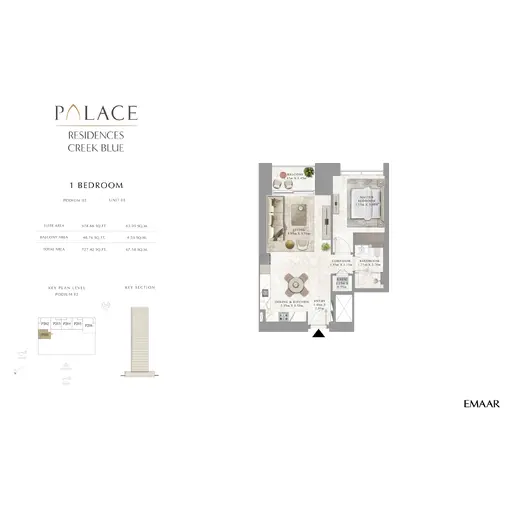 Palace Residences Creek Blue - Floor plans: 1 Bedroom