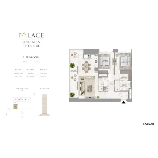 Palace Residences Creek Blue - Floor plans: 2 Bedrooms