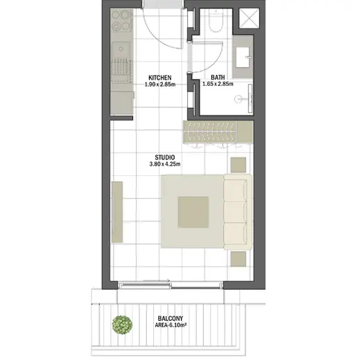 Anbar Residences - Floor plans: Studio