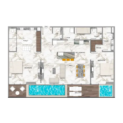 Sky Vista - Floor plans: 2 Bedrooms