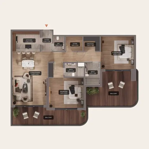 Urban Life - Floor plans: 2 Bedrooms