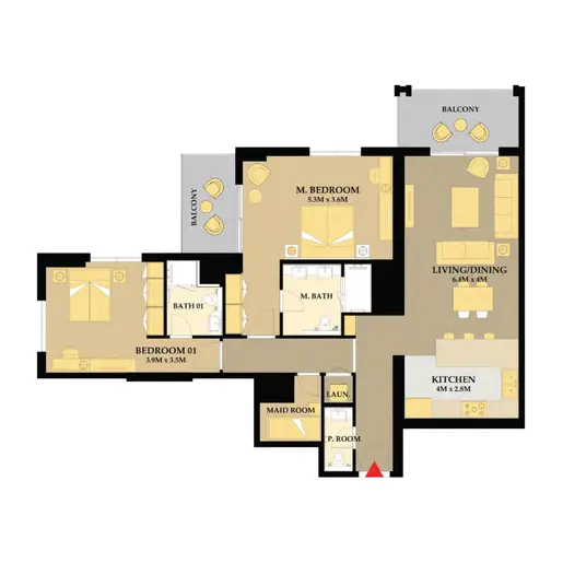 Riva Residence - Floor plans: 2 Bedrooms