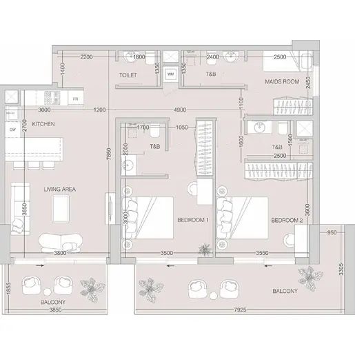 W1NNER TOWER - Планы этажей: 2 спальни