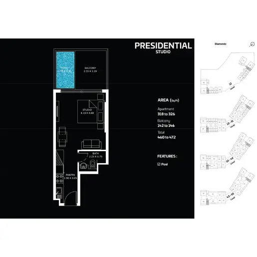 Diamondz - Floor plans: Studio