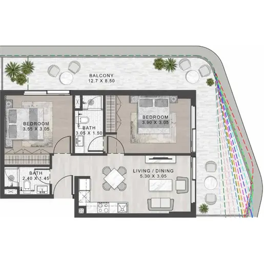Evergreens - Floor plans: 2 Bedrooms