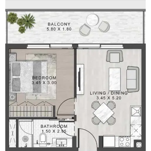 Evergreens - Floor plans: 1 Bedroom