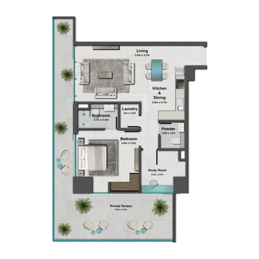 Sky Hills Residences 3 - Floor plans: 1 Bedroom