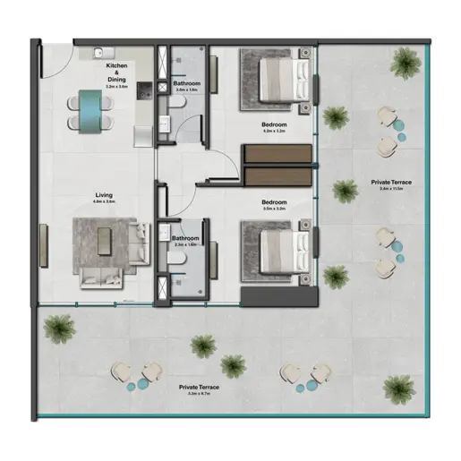 Sky Hills Residences 3 - Floor plans: 2 Bedrooms