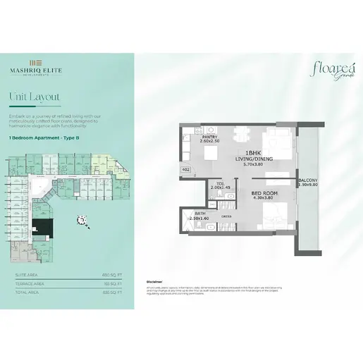 Floarea Grande - Floor plans: 1 Bedroom