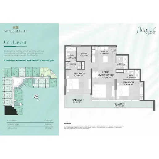 Floarea Grande - Floor plans: 2 Bedrooms