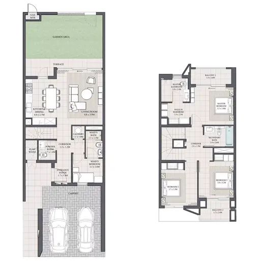 May - Floor plans: 3 Bedrooms