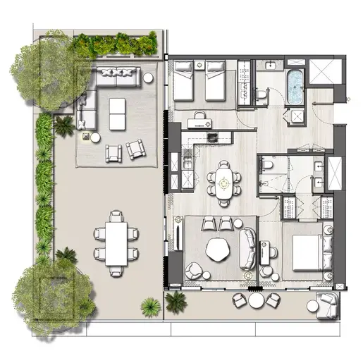 Address Residences The Bay - Floor plans: 2 Bedrooms