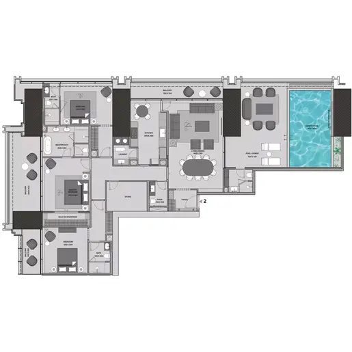 Burj Binghatti Jacob & Co Residences - Планы этажей: 3 спальни