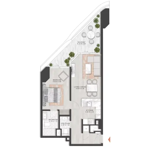 Coral Reef - Floor plans: 1 Bedroom