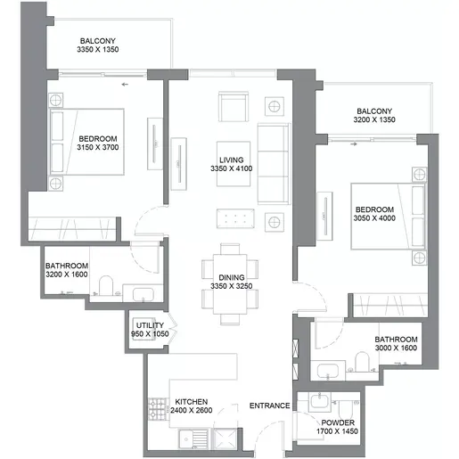360 Riverside Crescent - Планы этажей: 2 спальни