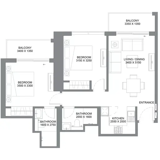 360 Riverside Crescent - Планы этажей: 2 спальни