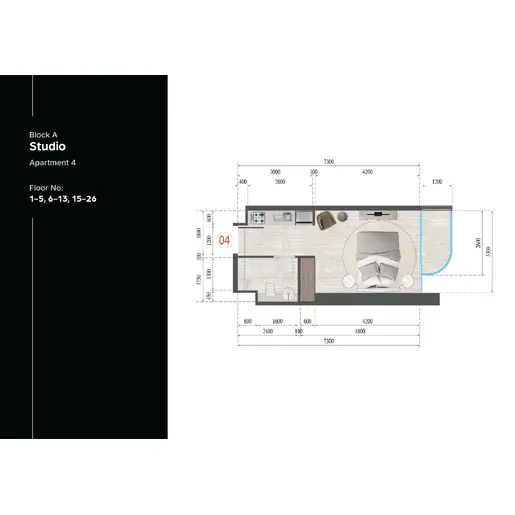 Guzel Tower - Floor plans: Studio
